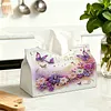 DIY Diamond Art Tissue Box Holder Music and Flowers Design PULeather Crystal Mosaic Desktop Organizer Bag Resin Rhinestone Storage Organizer Gem Art Home Office Decor Craft Gift for Women