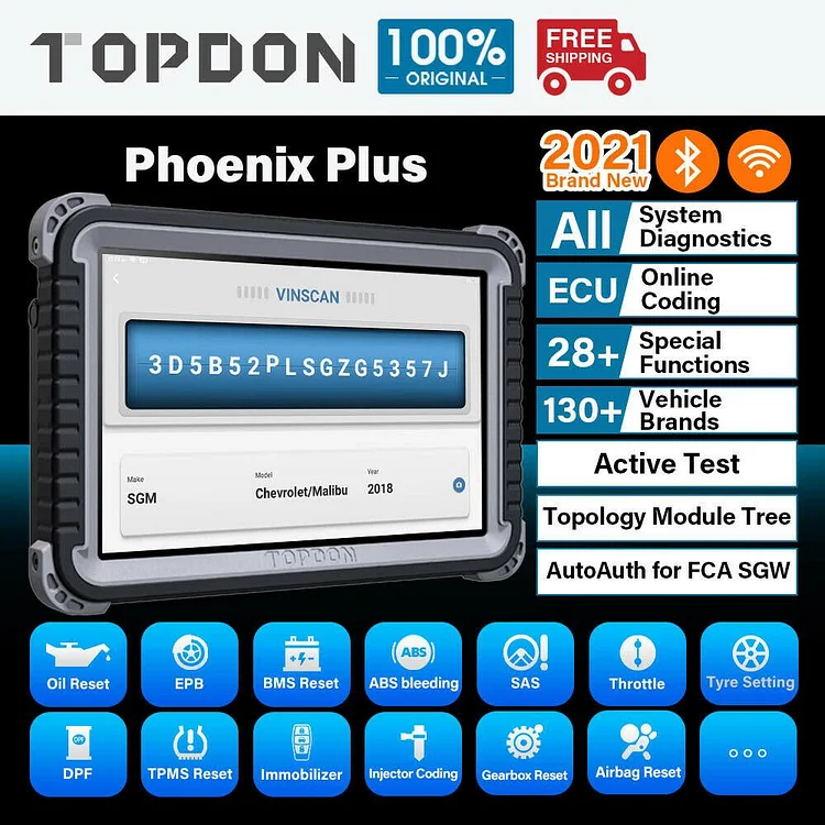 Topdon Phoenix Plus 10.1-inch Screen Advanced Scan Tool with 2Years Free Update