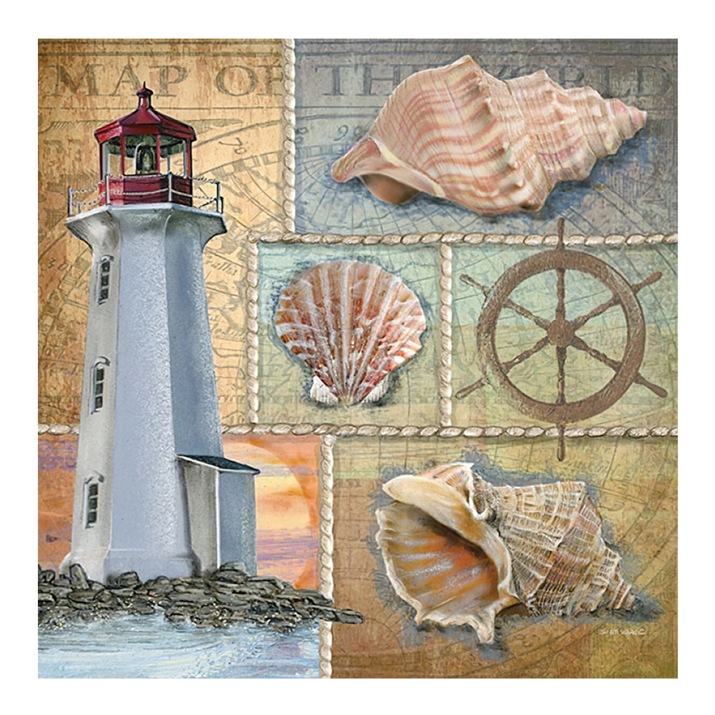 

30*30CM - Round Drill Diamond Painting - Seaside Lighthouse, 501 Original