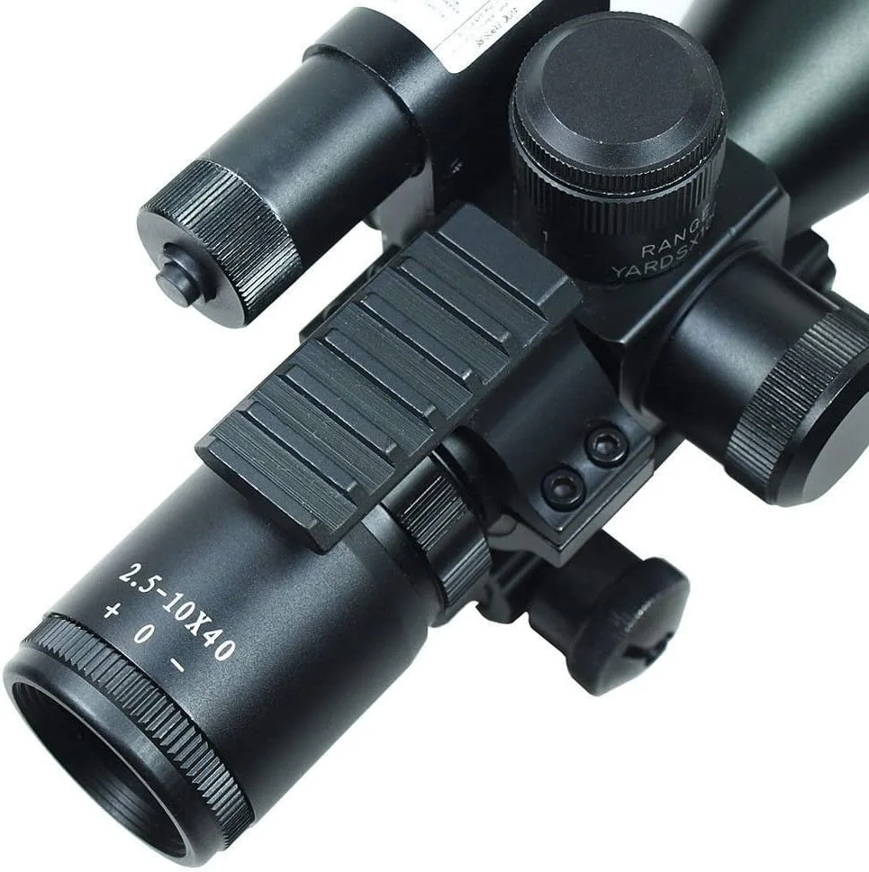 ohhunt® 2.5-10x40 Combo Rifle Scope, Dual Illuminated Mil-dot Reticle, W/Mini Reflex 3 MOA Red Dot Sight and Laser Sight