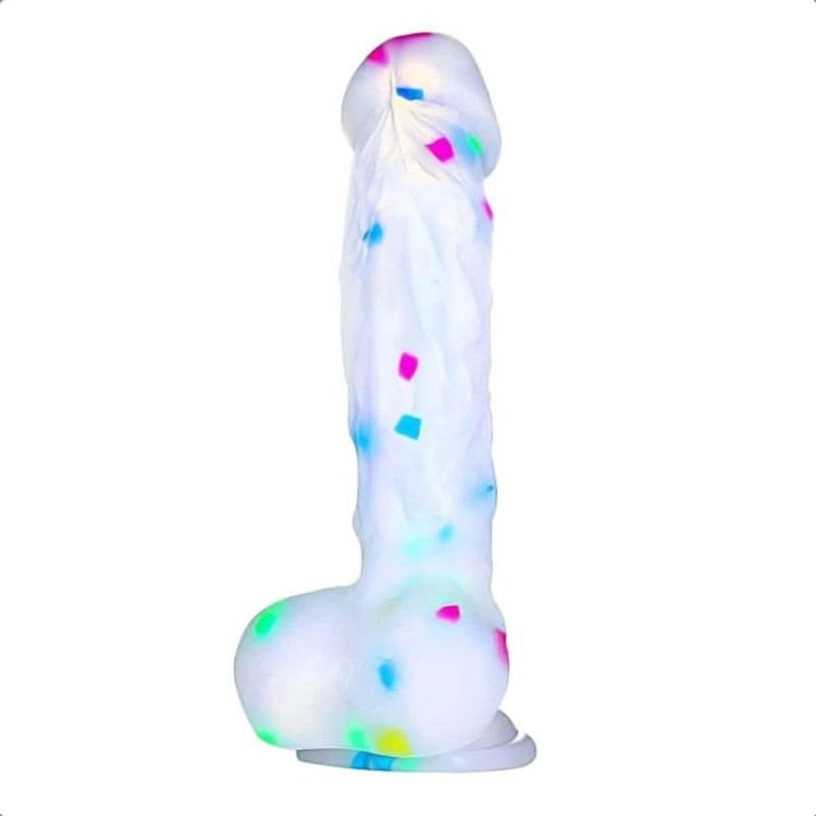 SOFT JELLY COLORFUL DILDO WITH SUCTION CUP AND BALLS