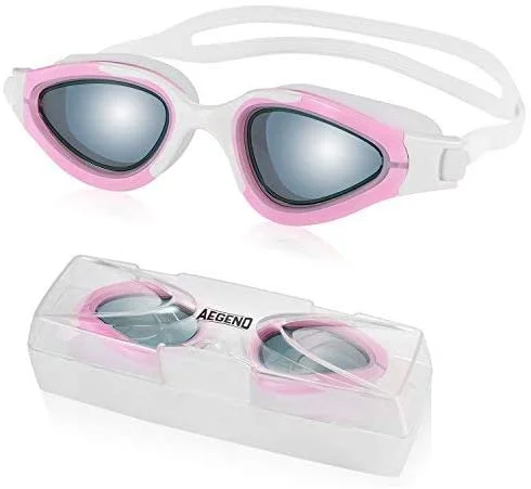 Pink Swimming Goggles No Leaking Anti Fog UV Protection Triathlon Lap Swim Goggles with Free Protection Case