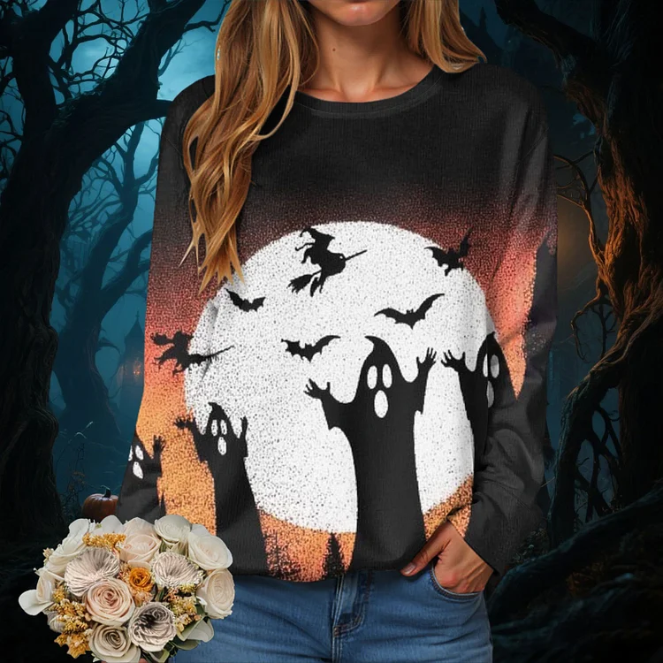 boyshy Journey Sweatshirts for Women Halloween Season Sweatshirts Halloween Sweatshirt Women Halloween Graphic Sweater Top Women