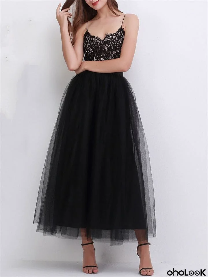 Trendy Breathable Multi-layer Solid Color Ladies Tulle Skirt