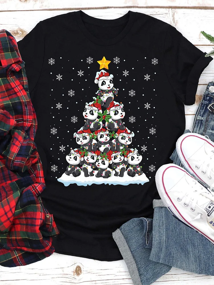 Bestdealfriday Panda Christmas Tree T-Shirt