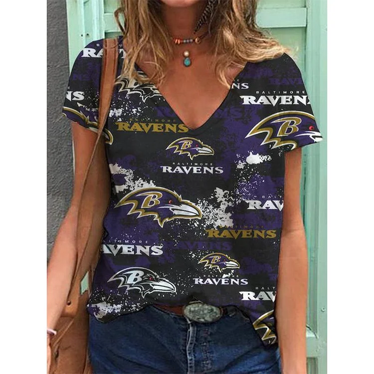Baltimore Ravens  Lightweight Short Sleeve V-Neck T-Shirt