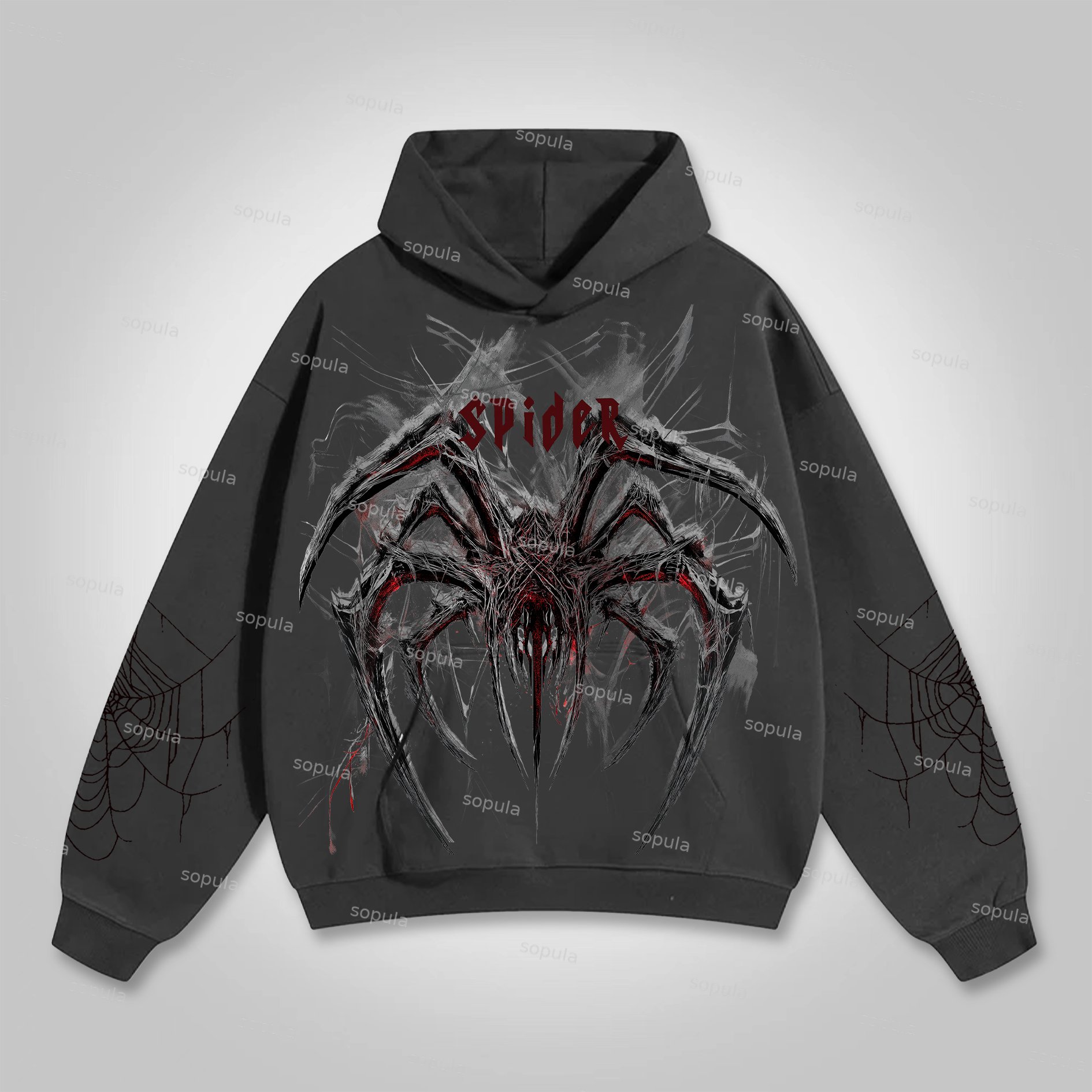 Sopula Punk Scarlet Spider Graphic Pocket Hoodie