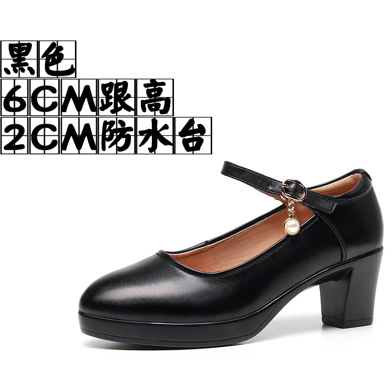 Breakj Breakj 6Cm Silver Heeled Show Shoes Thick-Singing Leather Shoes Thick-Soled Model Single-Shoe Large-Size Working Shoes