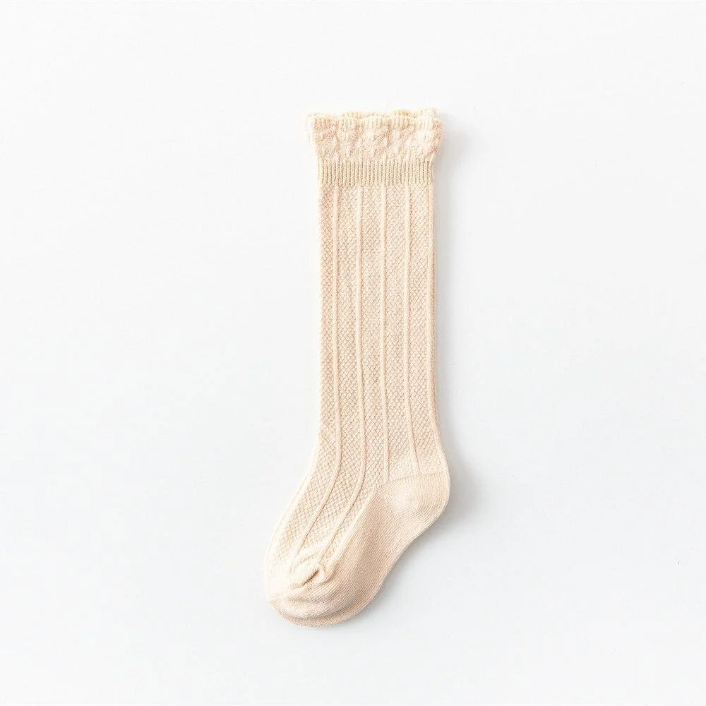 0 to 4 Yrs Baby Girls Boys Uniform Knee High Socks Tube Ruffled Infants Toddlers Socks Children's Long Socks for Girls