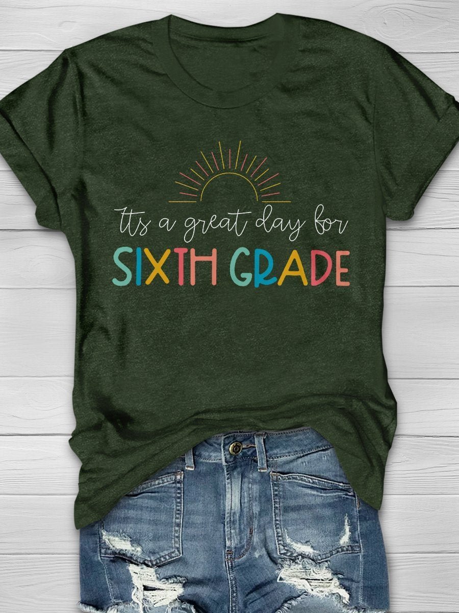 Sixth Grade Teacher Print Short Sleeve T-shirt