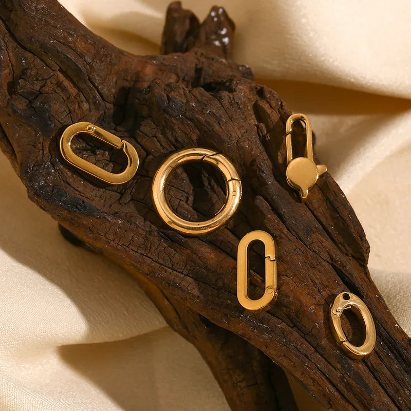 1 Piece 13.5*23mm 9.2*19.8mm 9.5*15mm 304 Stainless Steel 18K Gold Plated Geometric Round Oval Jewelry Accessories Pendant