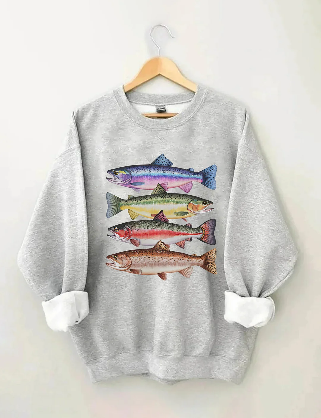 Abstract Colorful Trout In A Row Sweatshirt