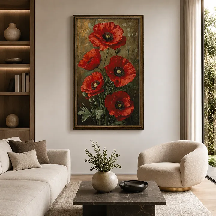 ZZ8634-Retro Poppy]_ 105.69_ Painting Fairy Cross Stitch_printed