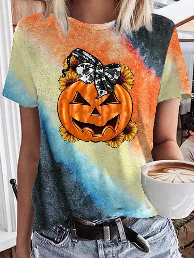 Women's Pumpkin Halloween Print Graphic T-Shirt