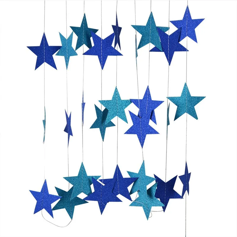 4M 7cm Paper Garland Star Shape String Banners Baby Shower Bunting Hanging Paper Happy Birthday Wedding Party Home Decoration
