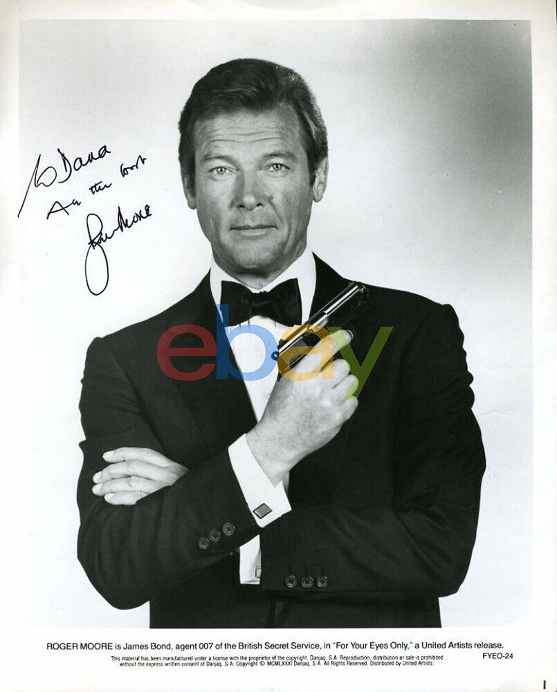 Roger Moore James Bond For Your Eyes Only Autograph Signed 8x10 Photo Poster painting reprint