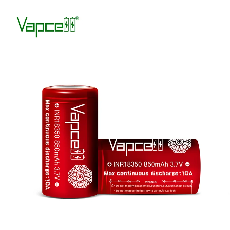 Vapcell 18350 850mah 10A Flat Top Rechargeable Battery (pack of 2) 