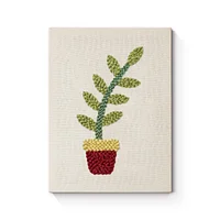 Red Pot with Green Plant - Punch Needle