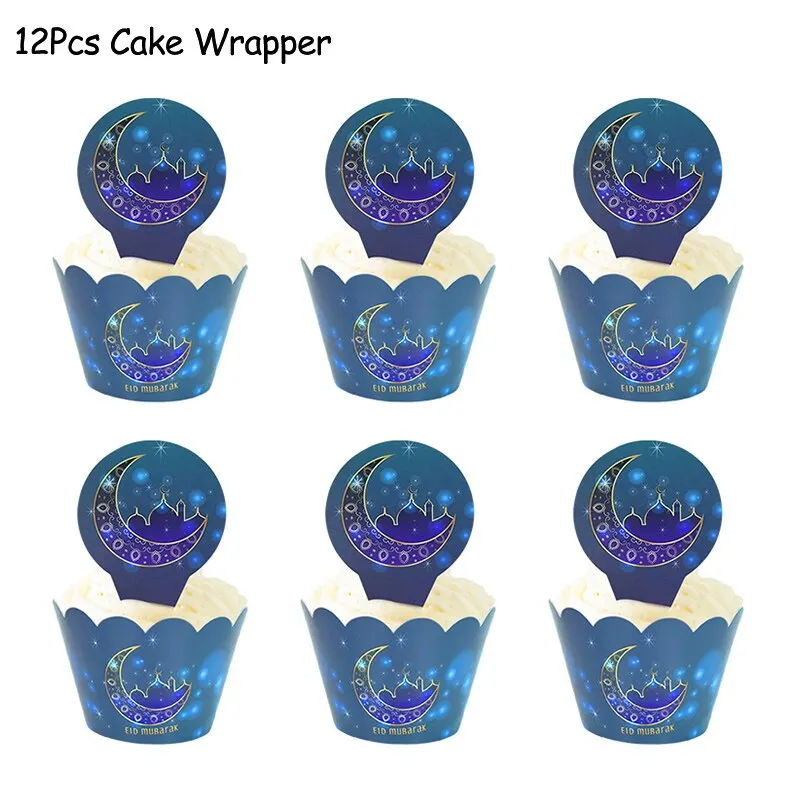 Ramadan Kareem Decoration Eid Mubarak Banner Balloons Disposable Tableware Set Ramadan Mubarak Muslim Islamic Party Decorations