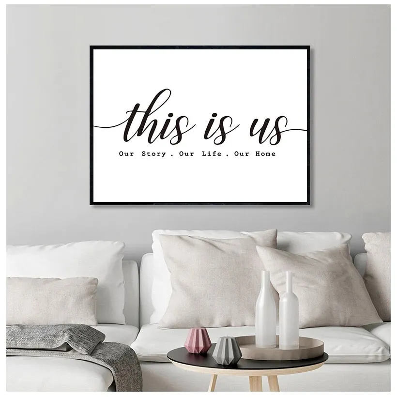 Our Story Our Life Our Home Black and White Canvas Prints Wall Art Paintings Wall Posters Pictures for Bedroom Decor