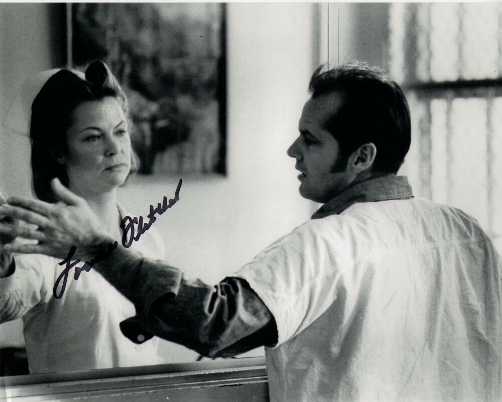 LOUISE FLETCHER SIGNED AUTOGRAPH 8X10 Photo Poster painting - NURSE RATCHED W/ JACK NICHOLSON B