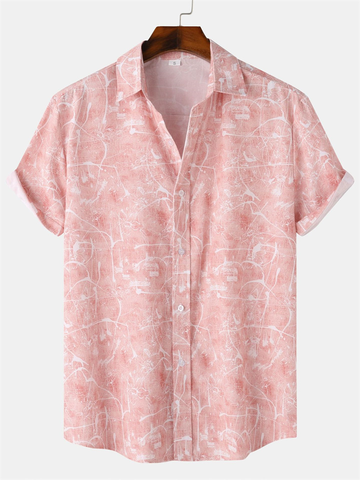 Men's Summer New Shirt Hawaii Men's Printed Floral Short-sleeved Shirt