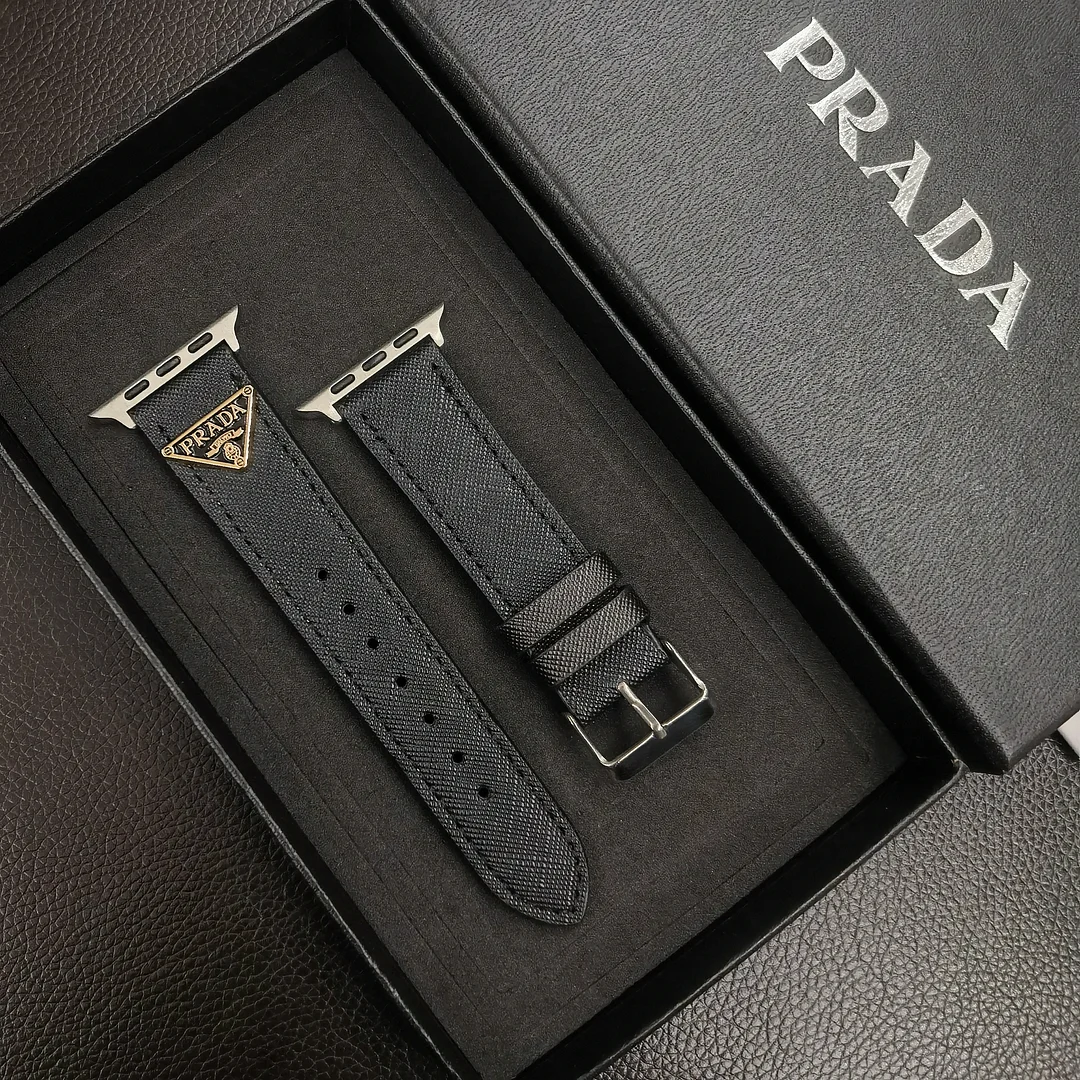 PRADA Prada Leather Triangle Monogram Logo Apple Watch Replacement Strap ProCaseMall