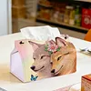 Diamond Art Painting Tissue Box Cover Wear Resist Decorative Paper Napkin Dispenser Multifunction Rhinestone PU Tissue Holder Kit for Adults Home Office Gift (Two Wolves Butterfly)