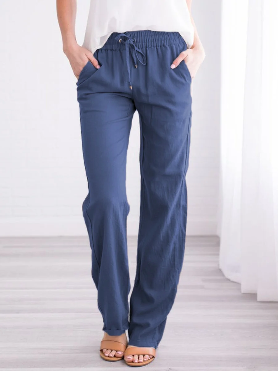Solid Color Strap Loose Fashion Casual Wide Leg Pants