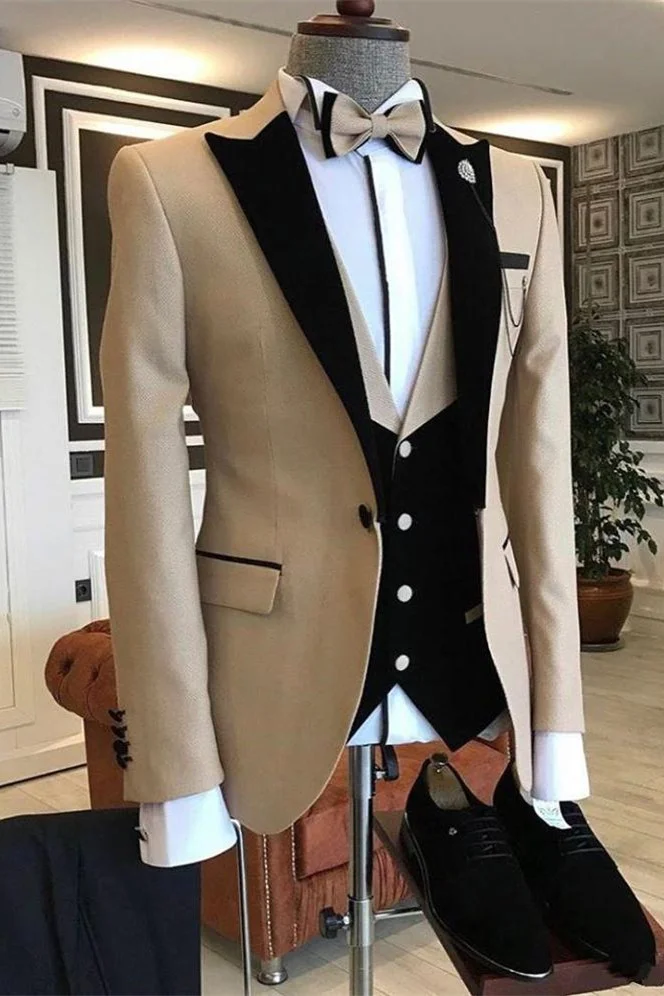 Daisda Popular One Button Peaked Lapel Slim Fit Wedding Suit For Men