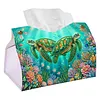 (24cm)Diamond Art Tissue Box Cover DIY PU Desktop Organizer Large(Turtle)
