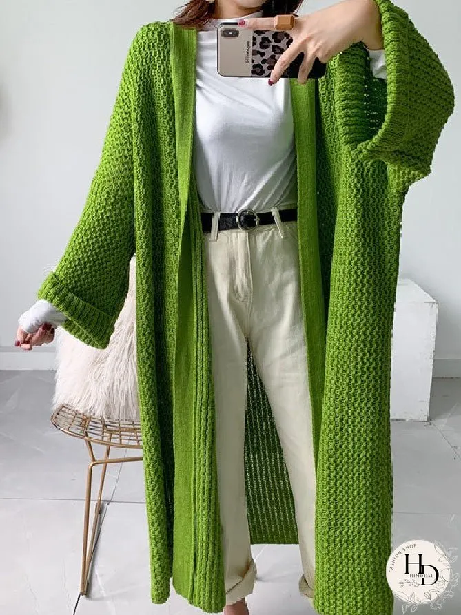 Cardigans Loose Solid Long Knitted Cardigan for Women