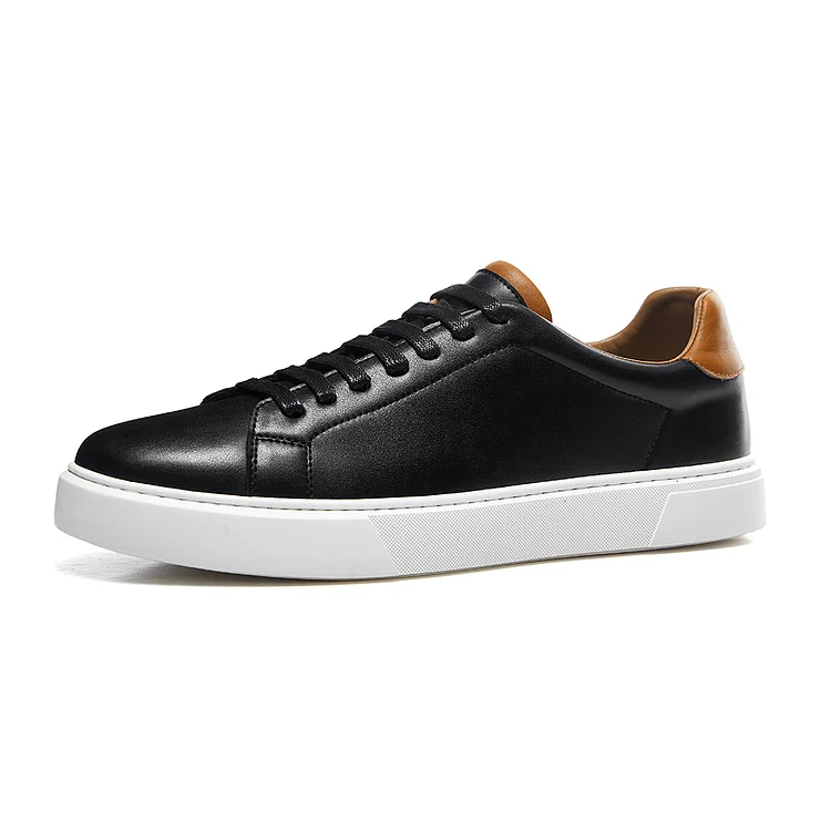Gifennse Mens Leather Business Casual White Platform Sneakers Gifennse gifennse