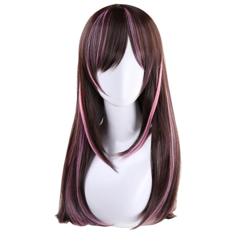 Kizuna AI Cosplay Wig Anime Youtuber A.I.Channel 60cm Straight Long Heat Resistant Synthetic Hair Wigs For Women + Wig Cap