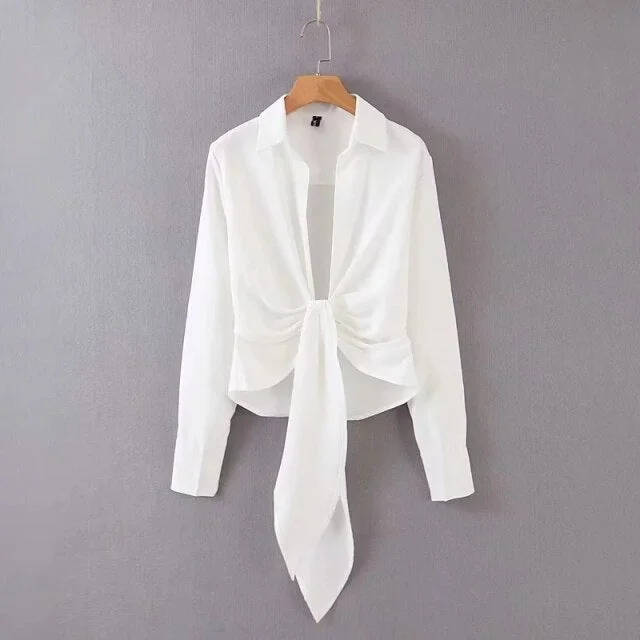 vintage bow elegant white blouse