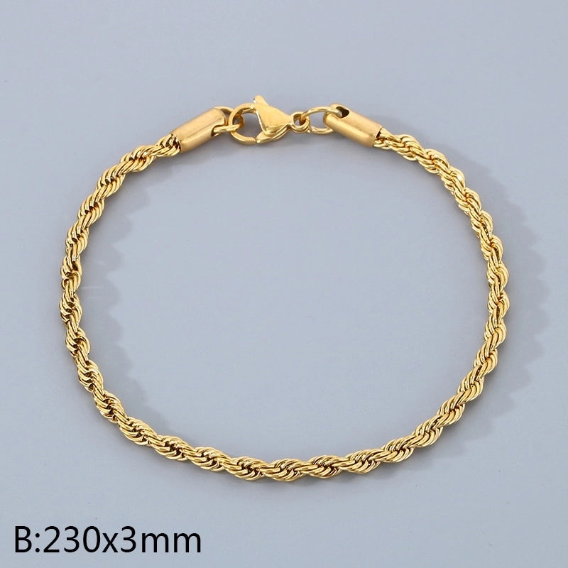 Minimalist Twist 304 Stainless Steel 18K Gold Plated Bracelets In Bulk