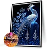 (US Local) Blue Crystal Peacock- Round AB Drills Diamond Painting(45x60cm)