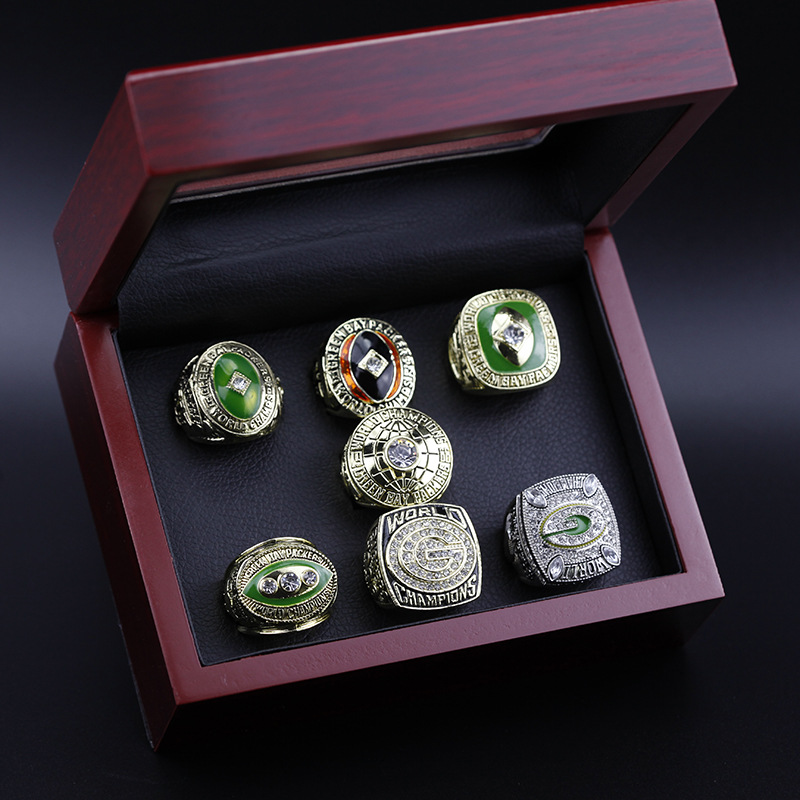 Green Bay Packers NFL Super Bowl Championship Ring 7-piece suit+Wood Box