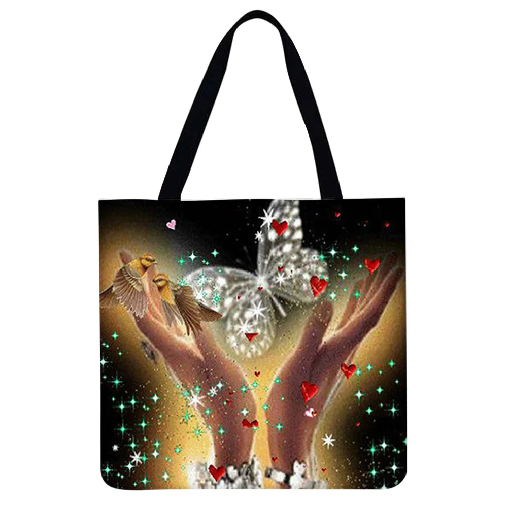 Linen Tote Bag - Holding butterfly