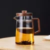 Heat-resistant glass liner walnut push-type tea automatic filter teapot