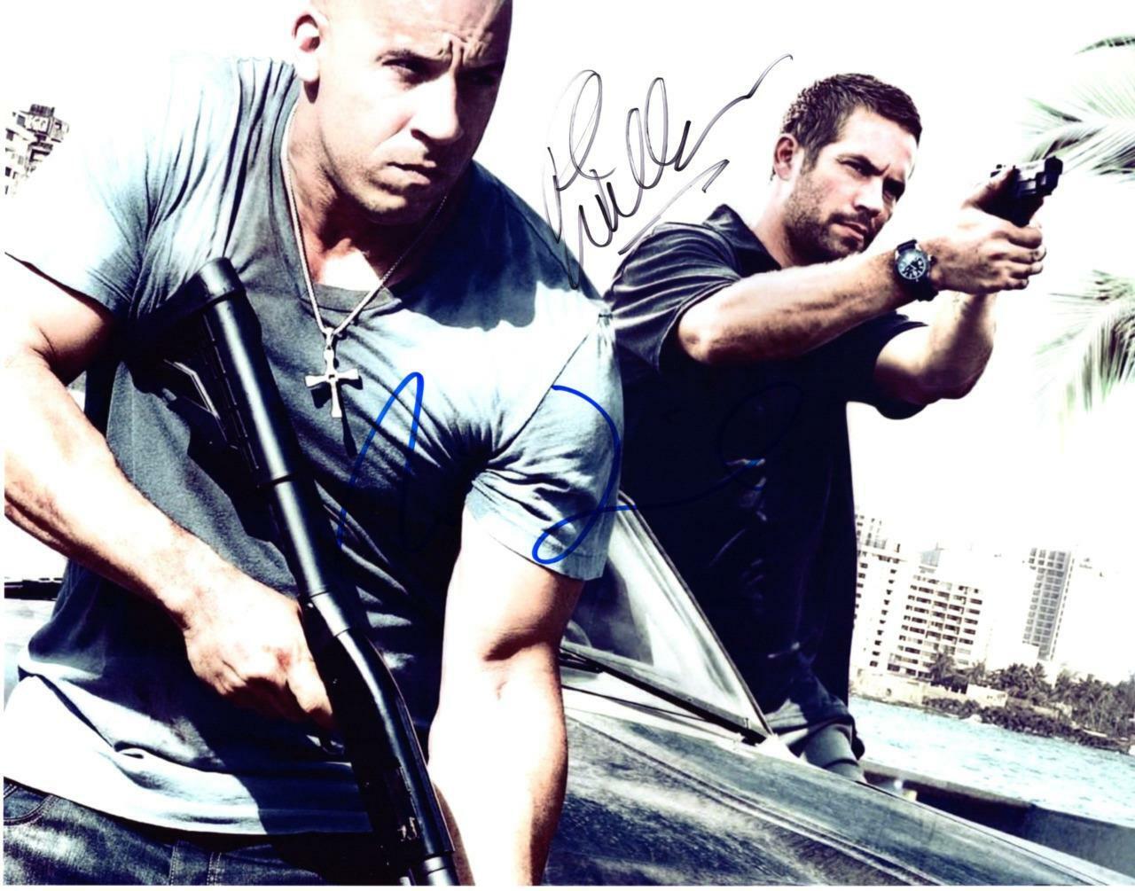 Paul Walker Vin Diesel Autographed 11x14 Photo Poster painting signed Picture + COA