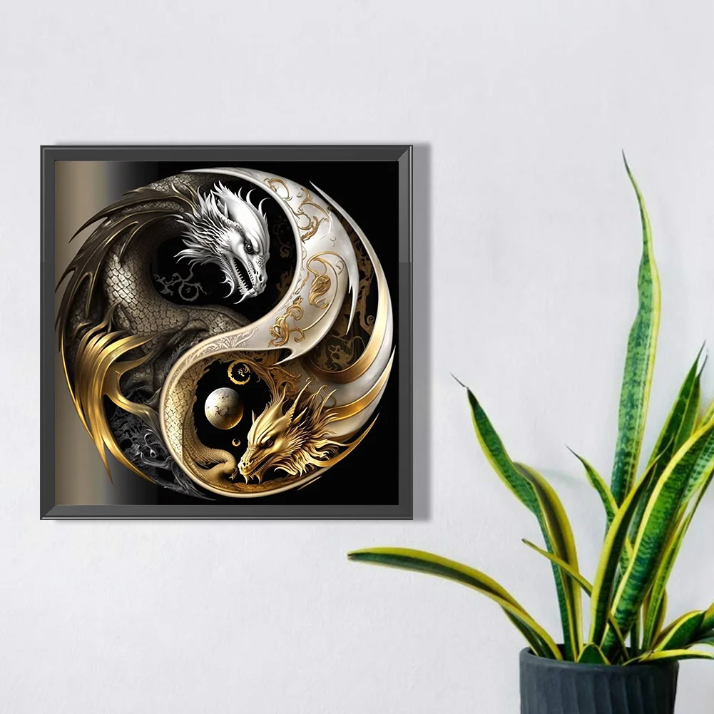Diamond Painting - Full Round Drill - Yin Yang Dragon(30*30cm)