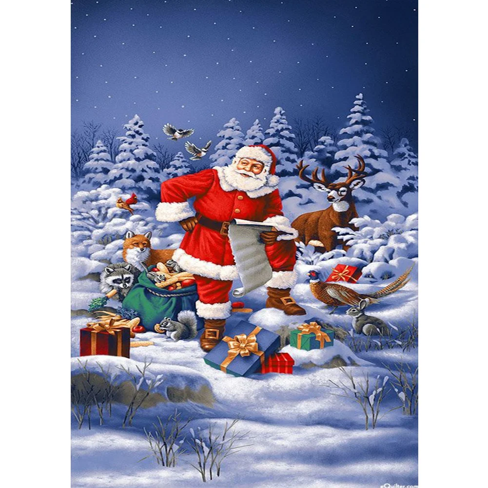 Big Size Round Diamond Painting - Snow Santa Claus(40*60cm)