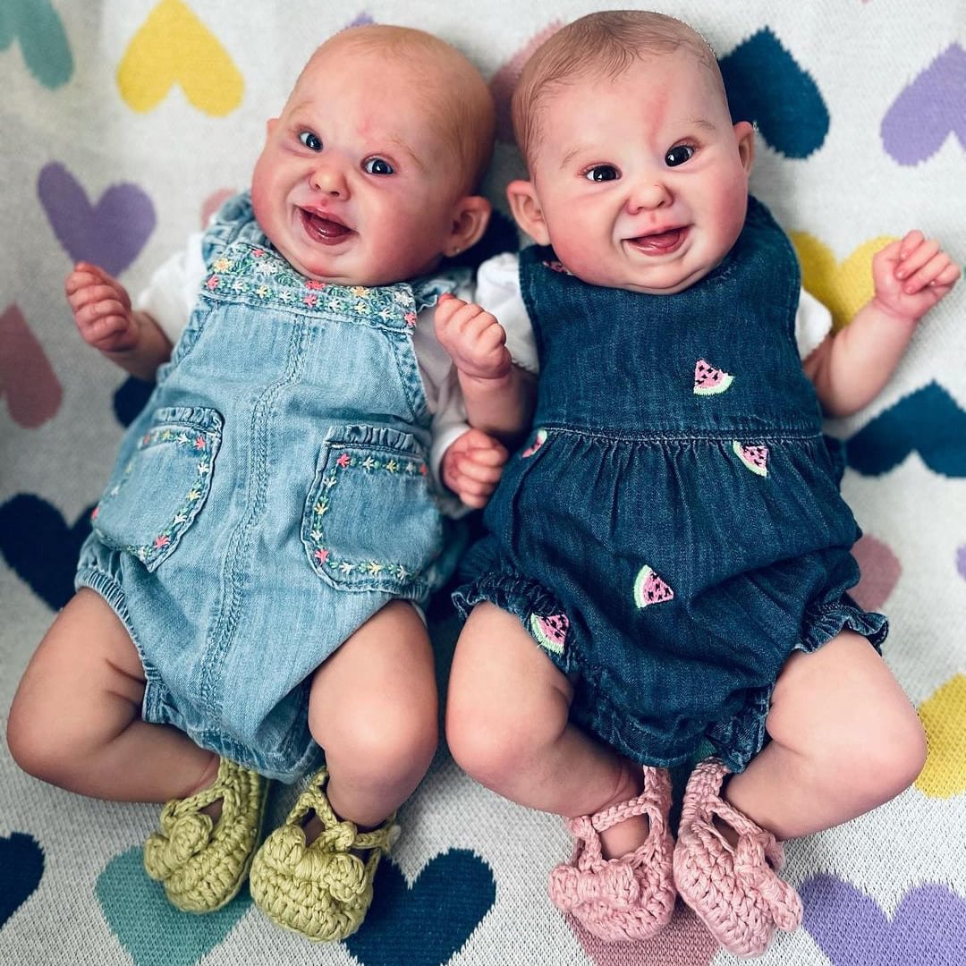 Reborn Baby Dolls Twins 19'' Hardy and Laurel, Gift for Children