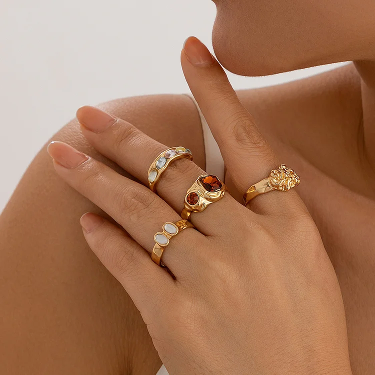 Geometric Diamond Ring Set