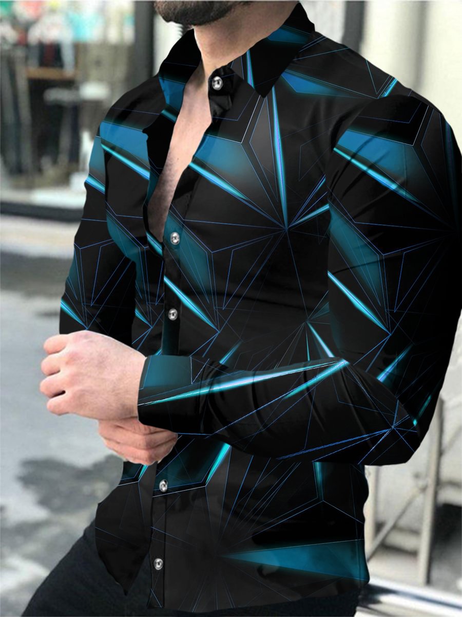 Men's Casual Abstract Geometric Business Shirt