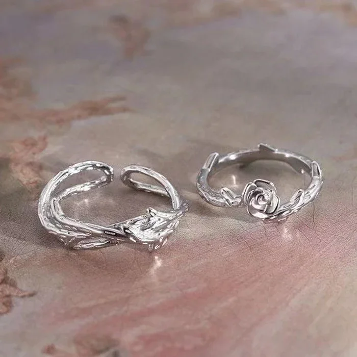 Thorn Rose Couple Ring Pair Valentine's Day Gift