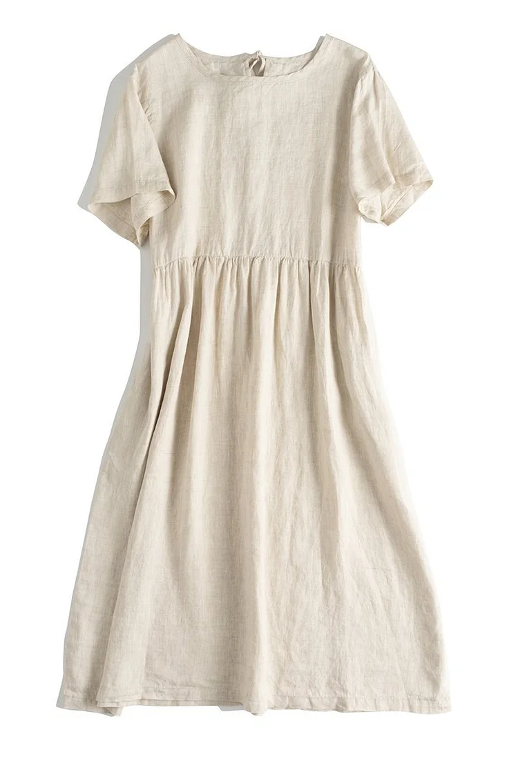 Loose Pure Color Linen Maxi Dresses Women Summer Casual Outfits