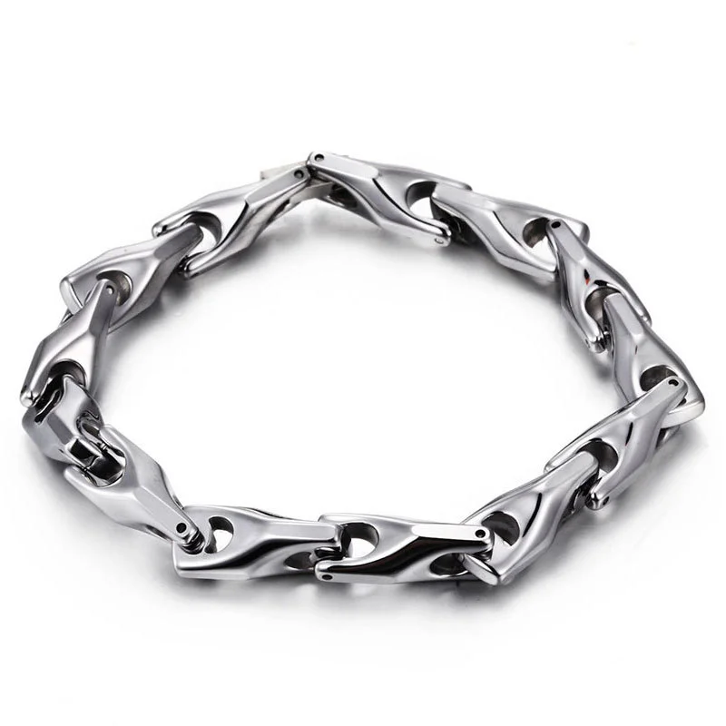Women's Or Men's Silver 205mm Tungsten Carbide Ceramics Bracelet Hologram Energy Bracelets Fashion Link Chain Bangles Gifts