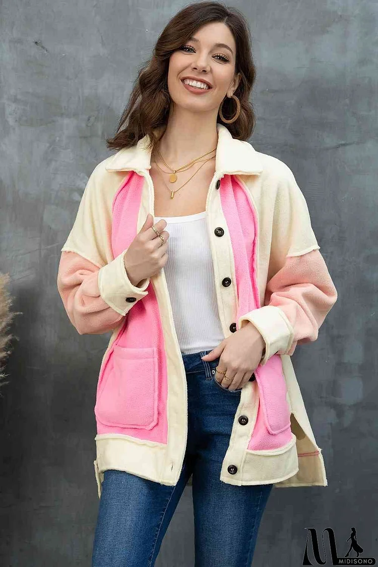 Color Block Collared Slit Jacket